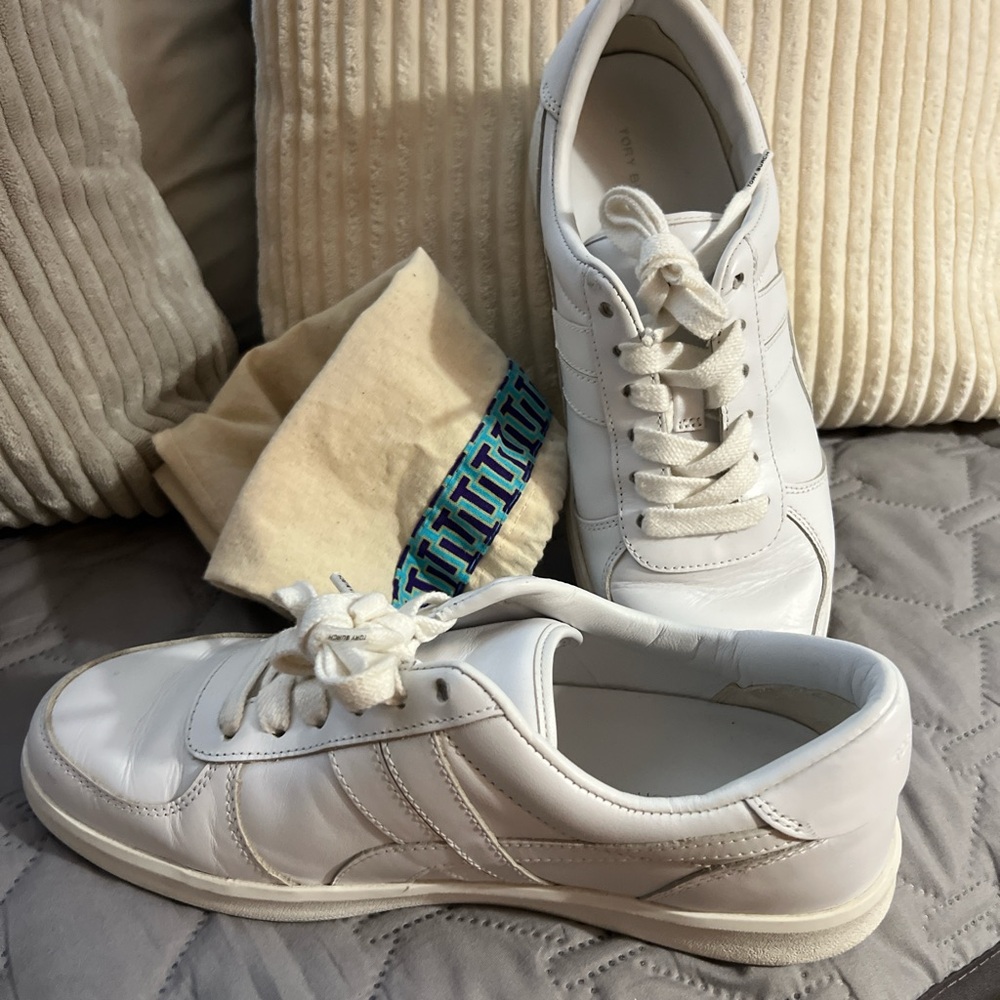 Tory Burch White Leather Sneakers